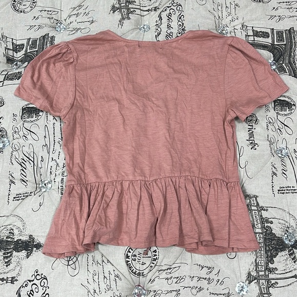 Derek Heart Knit Lace  Short Sleeve Peasant Top - Picture 5 of 5